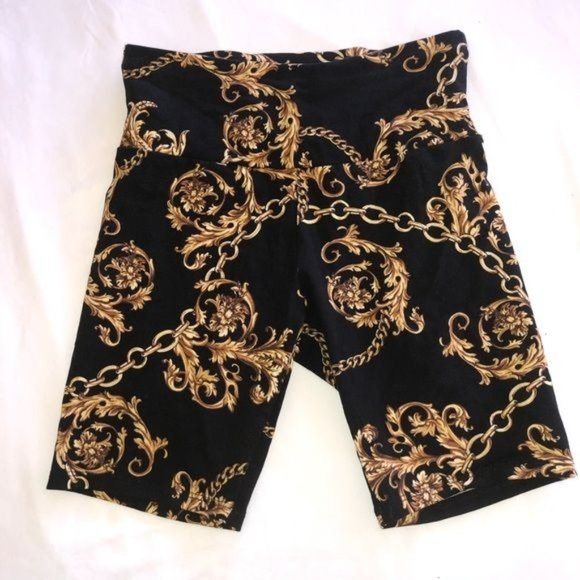 INC Women's Status Chain-Print Bike Shorts - Picture 1 of 7